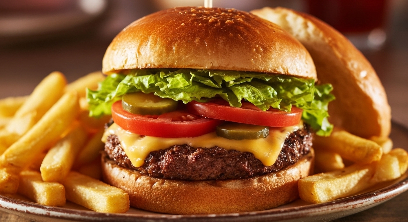 Texas Roadhouse cheeseburger with fries
